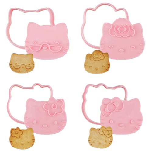 Chefmade Hello Kitty Polypropelene Biscuit Mould 4Pcs/Set, Pink