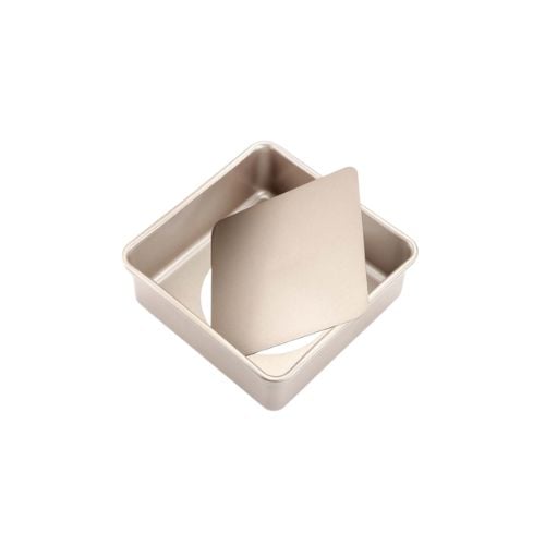 Chefmade Master Non-Stick Square Cake Tin 8" L21.8xW21.8xH7.8cm, Thickness 0.8mm, Champagne Gold