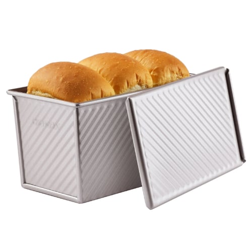 Chefmade Master Non-Stick Corrugated Loaf Pan With Cover L20.9xW11.9xH11.3cm, Thickness 1mm, Champagne Gold