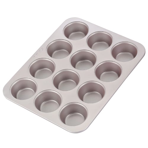 Chefmade Master Non-Stick 12 Cup Muffin Pan L32.5xW25.8xH3.1cm, Thickness 0.8mm, Champagne Gold
