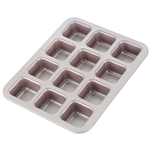 Chefmade Master Non-Stick 12 Cup Square Mould L32.5xW25.7xH4cm, Thickness 0.8mm, Champagne Gold