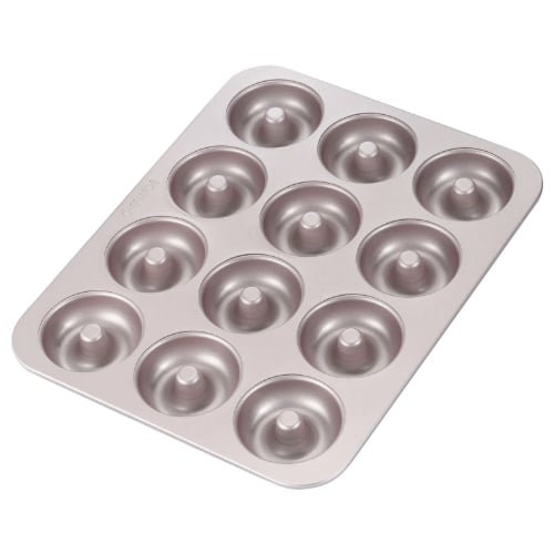 Chefmade Master Non-Stick 12 Cup Donut Pan L32.5xW25.8xH2.2cm, Thickness 0.8mm, Champagne Gold