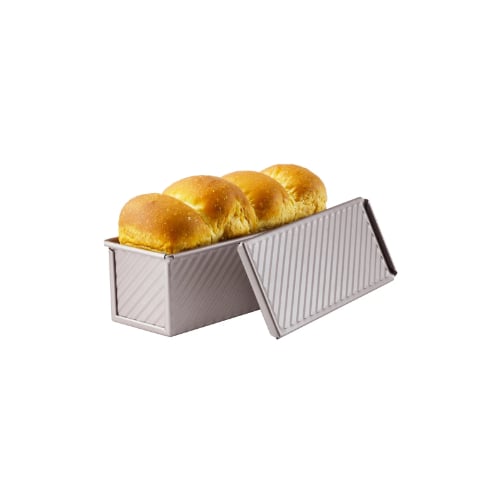 Chefmade Master Non-Stick Corrugated Loaf Pan With Cover L22.3xW8.7xH7.7cm, Thickness 0.5mm, Champagne Gold