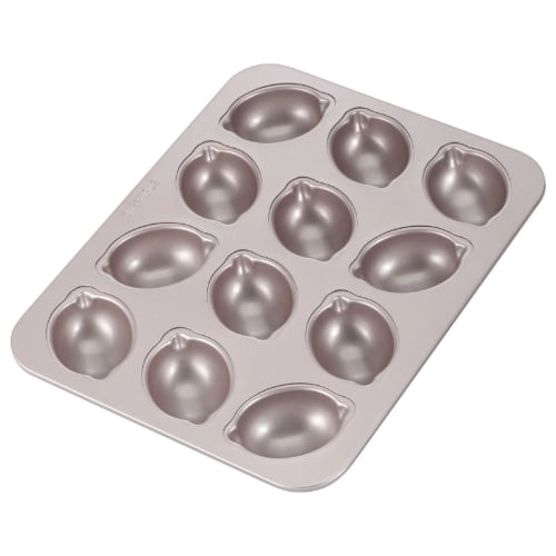 Chefmade Master Non-Stick 12 Cup Lemon Cake Mould L32.6xW25.8xH3.2cm, Thickness 0.8mm, Champagne Gold