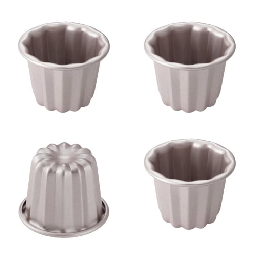 Chefmade Master Non-Stick Cannele Mould Ø6.6xH5cm, 4Pcs/Set, Champagne Gold