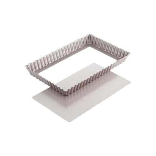 Chefmade Master Non-Stick Rectangle Tart Pan With Loose Bottom 11"X7" L28.3xW18.2xH3cm, Champagne Gold
