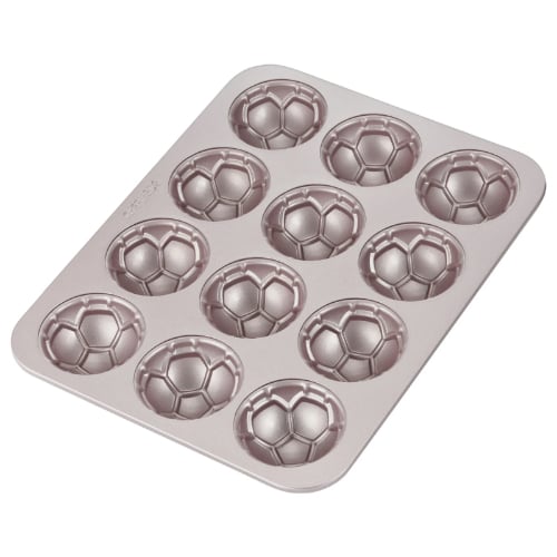 Chefmade Master Non-Stick 12 Cup Soccer Cake Pan L32.5xW25.8xH3.3mm, Thickness 0.8mm, Champagne Gold
