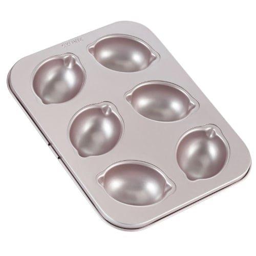 Chefmade Master Non-Stick 6 Cup Lemon Cake Mould L25.5xW19.5xH3.1mm, Thickness 0.8mm, Champagne Gold