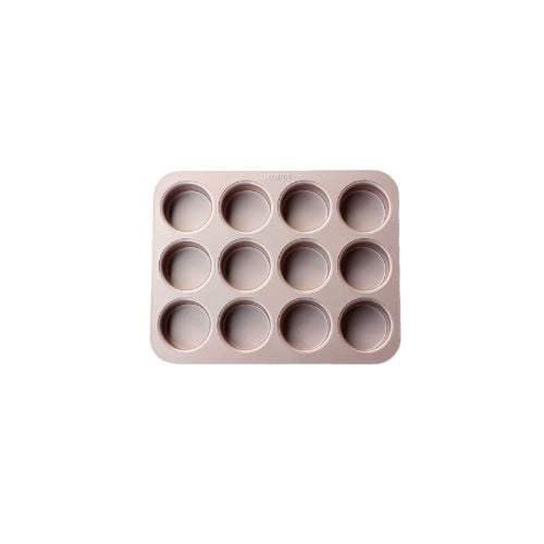 Chefmade Master Non-Stick 12 Cup Muffin Pan Ø6.4cm L32.6xW25.8xH3.7cm, Champagne Gold