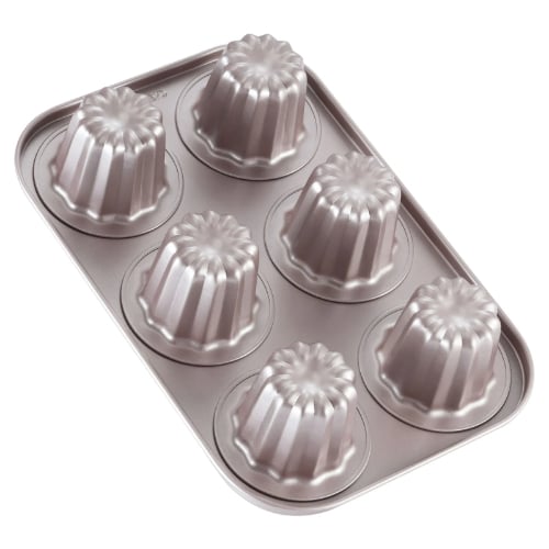 Chefmade Master Non-Stick 6 Cup Canele Mould L26.6xW17.9xH5.1cm, Champagne Gold
