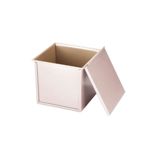 Chefmade Master Non-Stick Square Loaf Pan With Cover L14.9xW14.9xH13.7cm, 450G, Champagne Gold