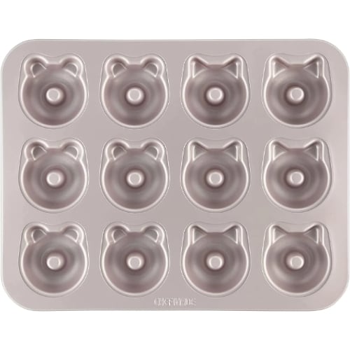 Chefmade Master Non-Stick 12 Cup Bear & Cat Cake Mould L24.3xW18.9xH3.2cm, Champagne Gold