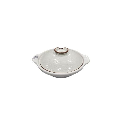 Cerabon Japanese Shallow Casserole/Claypot With Cover 5.5", Ø13.7xH5cm,350ml