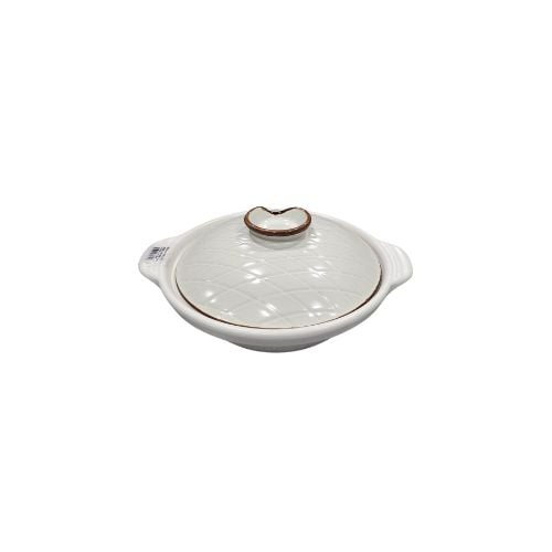 Cerabon Japanese Shallow Casserole/Claypot With Cover 6", Ø14.5xH5.7cm,600ml