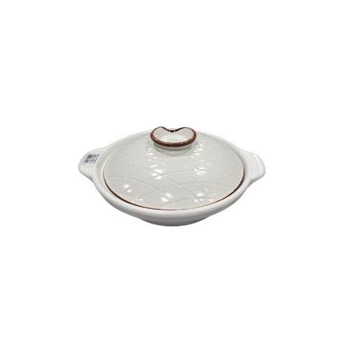 Cerabon Japanese Shallow Casserole/Claypot With Cover 7", Ø17.4xH6.5cm,900ml