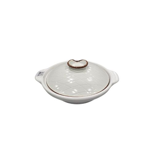 Cerabon Japanese Shallow Casserole/Claypot With Cover 8, Ø19.7xH7.5cm,1.3L