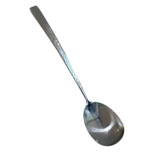 Stainless Steel Solid Serving Spoon L33cm, Hammered Finish Handle