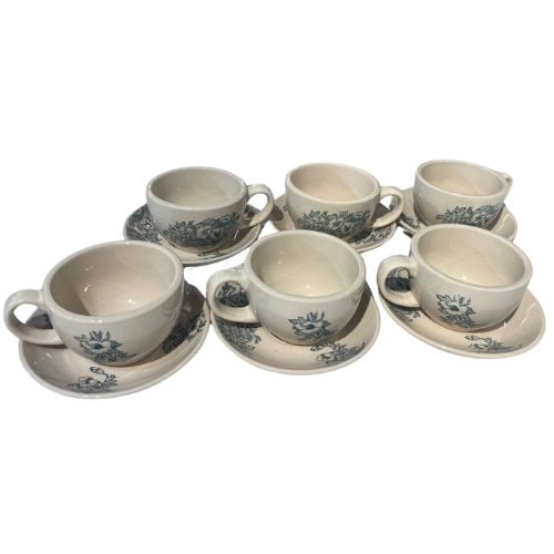 Asoga Old Fashion Thick Coffee Cup Ø10xH6cm & Saucer Ø14.5xH2.2cm,250ml, 6Sets/Box == Handmade, Variances In Product Expected ==