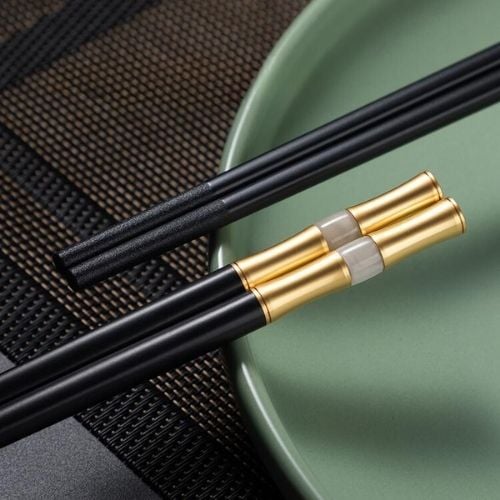 Chopstick L27.3cm, Black + Gold/White Marble, 10Pairs/Box