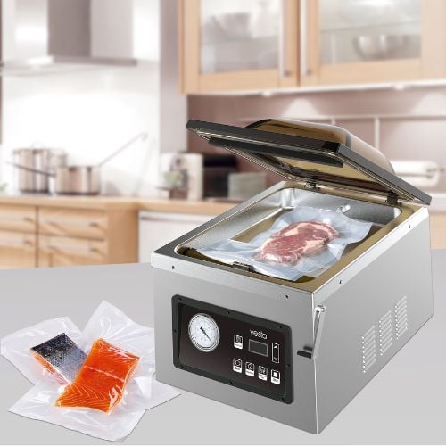 Vesta Table Chamber Vacuum Machine With Chamber Dim: L30xW35xH8cm, 220-240V/50Hz/950W, Oil Pump, 30cm Seal Bar, Pressure: -1012 mbar ==1 Year Warranty==