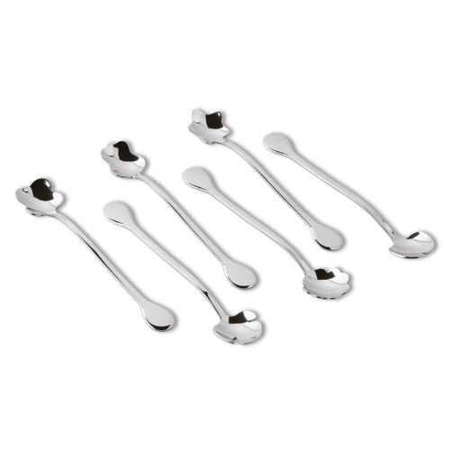 Sambonet 18/10 Stainless Steel Party Spoon Set , 6 Piecess, Mirror Finish, Flower, Living