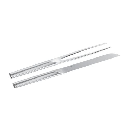 Sambonet 18/10 Stainless Steel Meat Serving Fork & Knife Set, 2 Pieces, Mirror Finish, Living