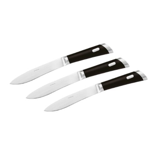 Sambonet 18/10 Stainless Steel Steak Knife With Smooth Blade Set, 3 Pieces, Mirror Finish, T-Bone
