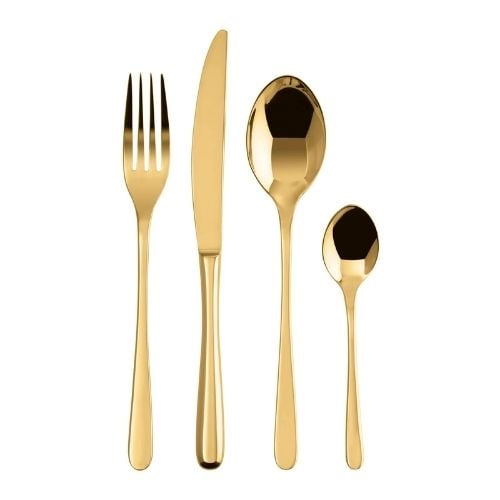 Sambonet Stainless Steel Cutlery Set, 24 Pieces, Mirror PVD Gold, Taste