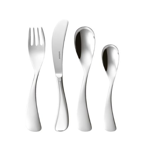 Sambonet Stainless Steel Kid's Cutlery Set, 4 Pieces, Mirror Finish, Bimbo Kids Mix