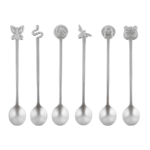Sambonet Stainless Steel Party Spoons Set, 6 Pieces, Antique Steel, Fashion, Living
