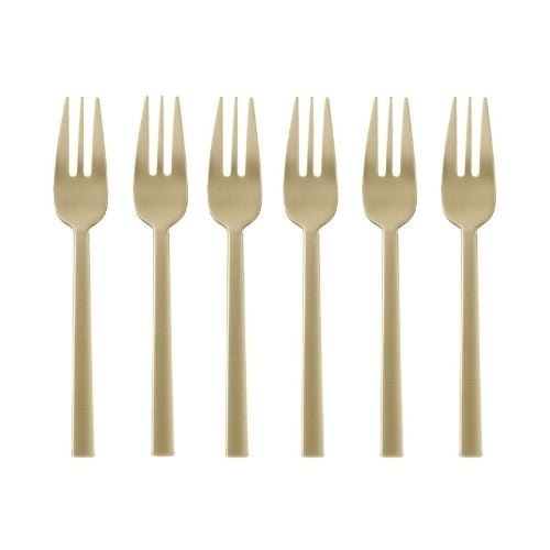 Sambonet Stainless Steel Cake Forks Set, 6 Pieces, Antique PVD Champagne, Neutra