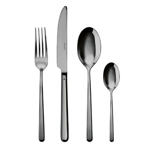 Sambonet Stainless Steel Cutlery Set, 24 Pieces, Mirror PVD 2Black, Linear