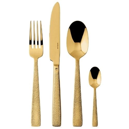 Sambonet Stainless Steel Cutlery Set, 24 Pieces, Mirror PVD Gold, Siena