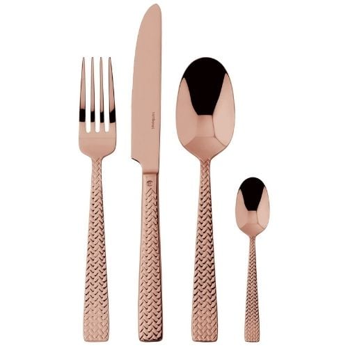 Sambonet Stainless Steel Cutlery Set, 24 Pieces, Mirror PVD Copper, Cortina