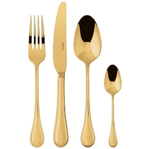 Sambonet Stainless Steel Cutlery Set, 24 Pieces, Mirror PVD Gold, Royal