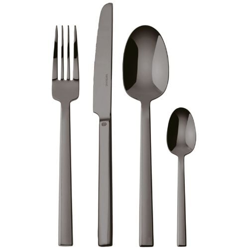 Sambonet Stainless Steel Cutlery Set, 24 Pieces, Mirror PVD 2Black, Neutra