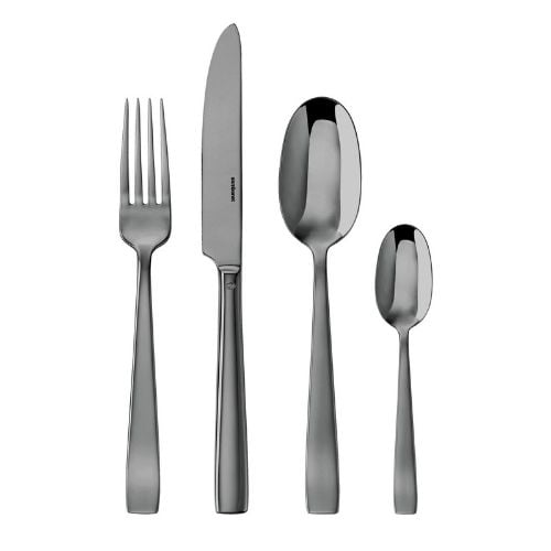 Sambonet Stainless Steel Cutlery Set, 24 Pieces, Mirror PVD 2Black, Flat