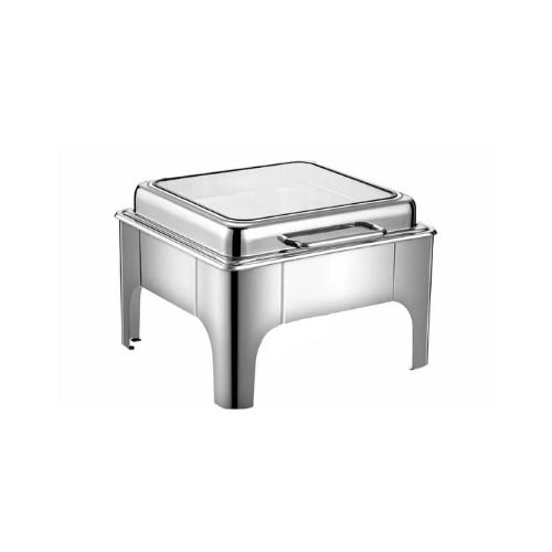 Stainless Steel Rectangle Gn 2/3 Hydraulic Chafer With Glass Window & Stand L40xW44xH28cm,6L