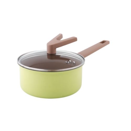 Safico Pro Aluminium Nonstick Ceramic Induction Usable Saucepan With Standable Handle Ø18xH8.5cm, 2L, Green