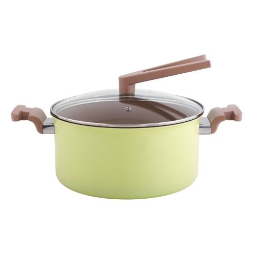 Safico Pro Aluminium Nonstick Ceramic Induction Usable Casserole With Standable Handle Ø24x12cm, 3.5L, Green