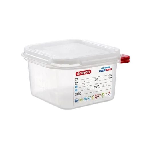 Araven Translucent Polypropylene Microwaveable Container GN 1/6 With Airtight Lid L17.6xW16.2xH10cm 1.7L