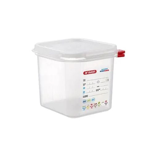 Araven Translucent Polypropylene Microwaveable Container GN 1/6 With Airtight Lid L17.6xW16.2xH15cm 2.6L