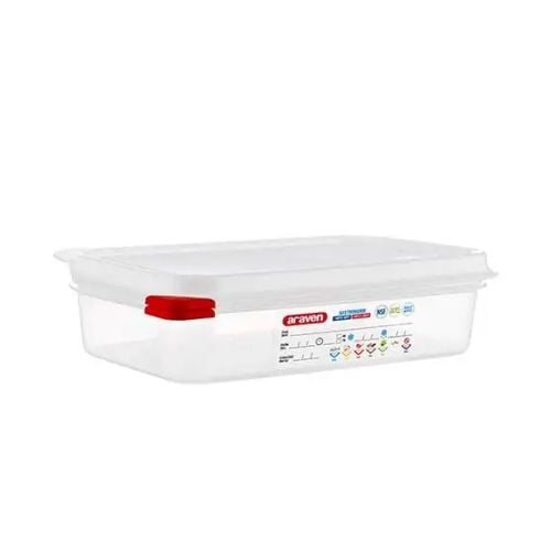 Araven Translucent Polypropylene Microwaveable Container GN 1/4 With Airtight Lid L26.5xW16.2xH6.5cm 1.8L