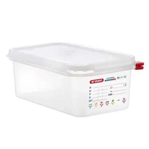 Araven Translucent Polypropylene Microwaveable Container GN 1/4 With Airtight Lid L26.5xW16.2xH10cm 2.8L