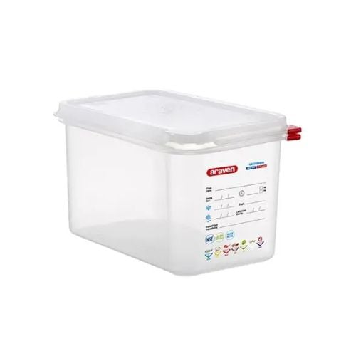 Araven Polypropylene Microwaveable Container GN 1/4 With Airtight Lid L26.5xW16.2xH15cm 4.3L, Translucent