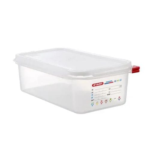 Araven Polypropylene Microwaveable Container GN 1/3 With Airtight Lid L32.5xW17.6xH10cm 4L, Translucent