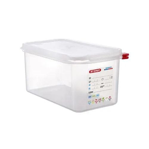 Araven Polypropylene Microwaveable Container GN 1/3 With Airtight Lid L32.5xW17.6xH15cm 6L, Translucent