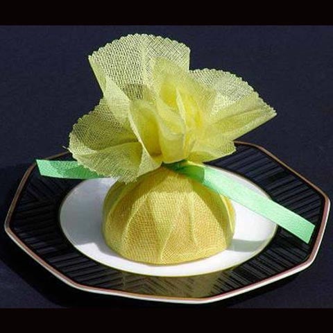 Regency Scalloped Lemon Wrap 9", Yellow W/Green Ribbon, 12Pcs/Pack