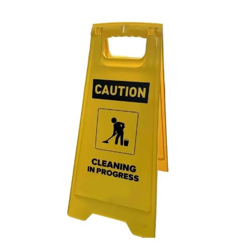 Vicando Floor Sign With "Cleaning In Progress" Imprint, L29.8xW2xH62cm, Yellow