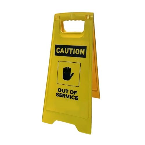 Vicando Floor Sign With "Out Of Service" Imprint, L29.8xW2xH62cm, Yellow